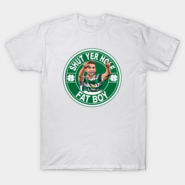 Shut Yer Hole Fat Boy (Greg Taylor Glasgow Celtic) T-Shirt by TeesForTims